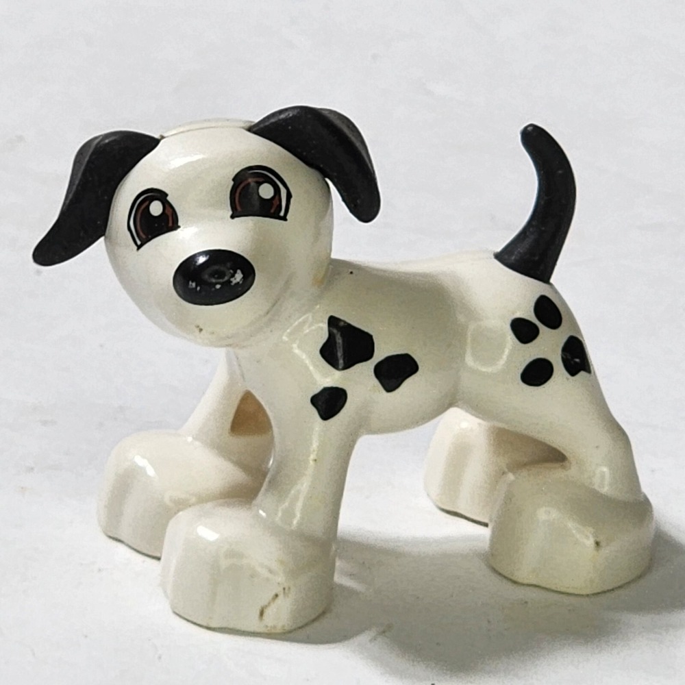 LEGO Duplo Dalmatian Puppy Dog White Black Spotted Plastic Replacement Toy 2"